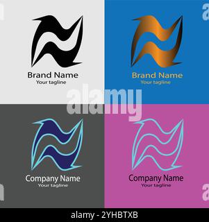 Four logo designs with different craftsmanship of the same shape Stock Vector
