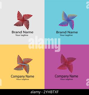 Four logo designs with different craftsmanship of the same shape Stock Vector
