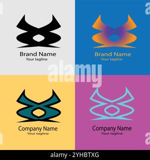 Four logo designs with different craftsmanship of the same shape Stock Vector