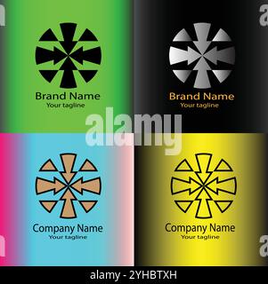 Four logo designs with different craftsmanship of the same shape Stock Vector