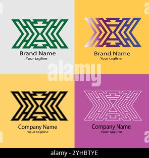 Four logo designs with different craftsmanship of the same shape Stock Vector