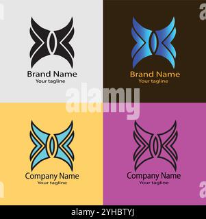 Four logo designs with different craftsmanship of the same shape Stock Vector