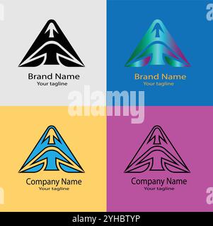 Four logo designs with different craftsmanship of the same shape Stock Vector
