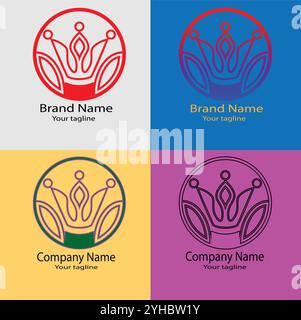 Four logo designs with different craftsmanship of the same shape Stock Vector