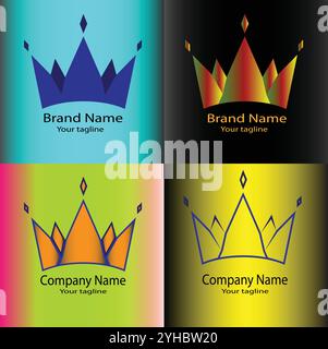 Four logo designs with different craftsmanship of the same shape Stock Vector
