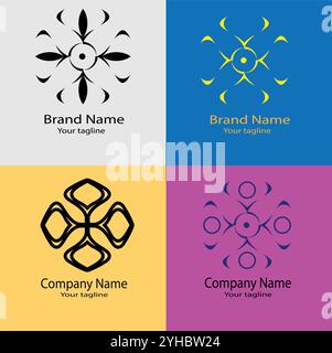 Four logo designs with different craftsmanship of the same shape Stock Vector