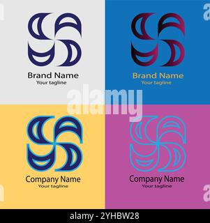 Four logo designs with different craftsmanship of the same shape Stock Vector
