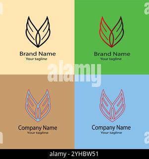Four logo designs with different craftsmanship of the same shape Stock Vector