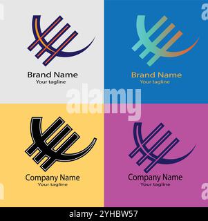 Four logo designs with different craftsmanship of the same shape Stock Vector