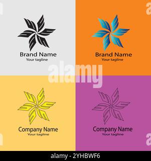 Four logo designs with different craftsmanship of the same shape Stock Vector