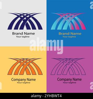 Four logo designs with different craftsmanship of the same shape Stock Vector