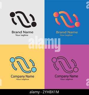 Four logo designs with different craftsmanship of the same shape Stock Vector