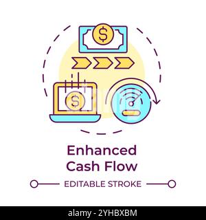 Enhanced cash flow multi color concept icon Stock Vector