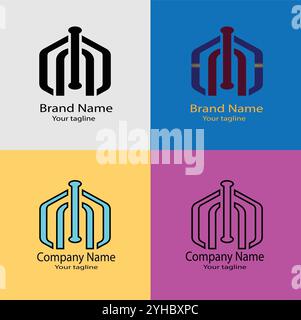 Four logo designs with different craftsmanship of the same shape Stock Vector