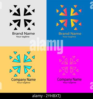 Four logo designs with different craftsmanship of the same shape Stock Vector