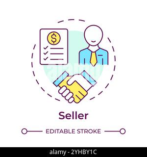 Seller multi color concept icon Stock Vector