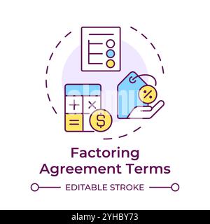 Factoring agreement terms multi color concept icon Stock Vector