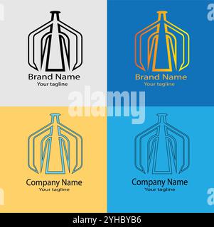 Four logo designs with different craftsmanship of the same shape Stock Vector