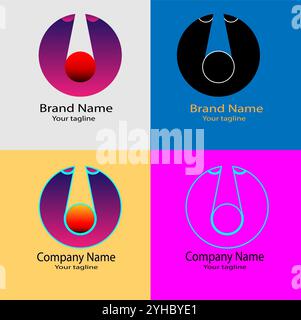 Four logo designs with different craftsmanship of the same shape Stock Vector