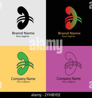 Four logo designs with different craftsmanship of the same shape Stock Vector