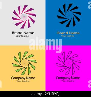 Four logo designs with different craftsmanship of the same shape Stock Vector