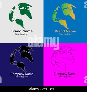 Four logo designs with different craftsmanship of the same shape Stock Vector