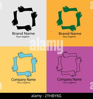 Four logo designs with different craftsmanship of the same shape Stock Vector