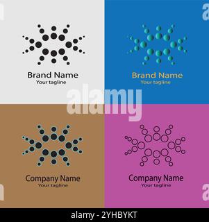 Four logo designs with different craftsmanship of the same shape Stock Vector