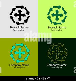 Four logo designs with different craftsmanship of the same shape Stock Vector