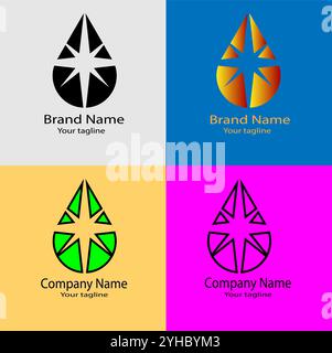 Four logo designs with different craftsmanship of the same shape Stock Vector