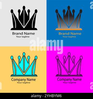 Four logo designs with different craftsmanship of the same shape Stock Vector