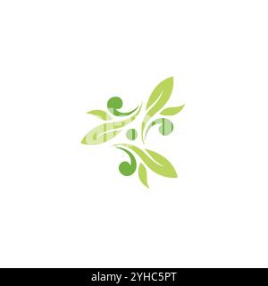 Three Leaf Abstract Logo Design. Leaf Nature Organic Icon Stock Vector