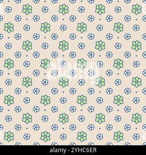 Seamless pattern with ditsy florals on black background Stock Vector