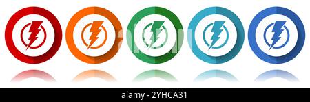 Energy, electricity vector icons, flat icon set for logo design, webdesign and mobile applications, colorful web button collection in eps 10 Stock Vector