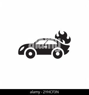 Car On Fire Vector Art, Icons, logo, Car Silhouette Flame Stock Illustrations. Stock Vector