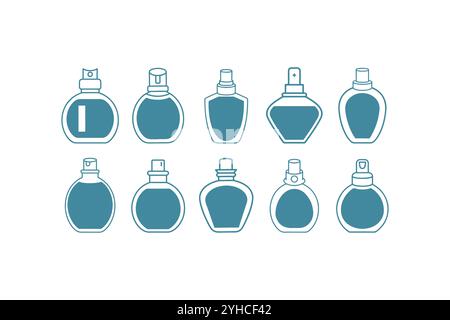 Beauty Products Icons, Beauty cosmetic bottle icons set vector illustration. Stock Vector