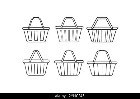 Shopping basket icons set. Shopping basket line icon. linear style sign for mobile concept and web design. Wire basket outline vector icon. Stock Vector