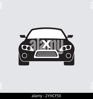 Sports car silhouette on white background. Vehicle icon view from side, front, back, and top, vector illustration. Stock Vector