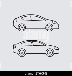 Luxury Car Icons set, Car outline. Vector illustration. Stock Vector