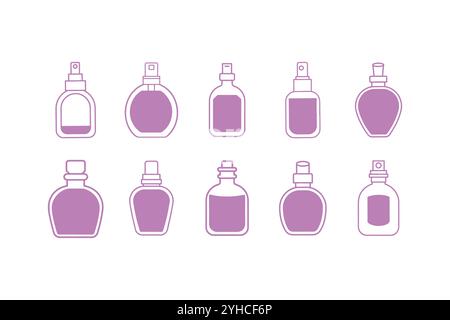 Beauty Products Icons, Beauty cosmetic bottle icons set vector illustration. Stock Vector