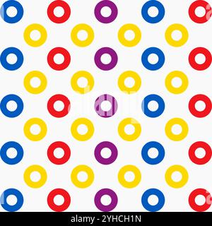 Colorful seamless abstract geometric background with circles. Modern minimalist vector pattern with circular grid, polka dot, lattice, mesh or net. Si Stock Vector