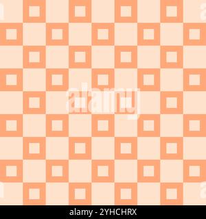 Abstract seamless pattern in Peach Fuzz color. Simple check design with a warm tone, perfect for modern applications in textiles, wallpapers, and grap Stock Vector
