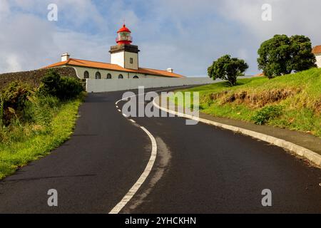 Ponta das Lajes Lighthouse in Lajes das Flores, Azores. Stock Photo