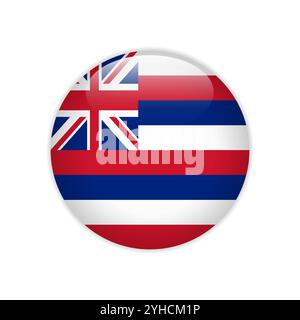 Flag Hawaii button Stock Vector