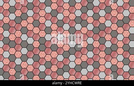 Abstract luxury rose gold hexagonal background. Stock Vector