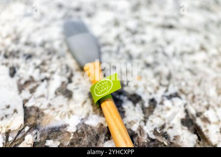 Avon, USA - June 27, 2022: Closeup of silicone pastry brush and sign label for Dash of That brand for kitchen cooking utensil Stock Photo