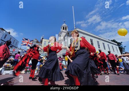 Morris dancers performing at the Faversham Hop Festival. Kent. England. UK Stock Photo