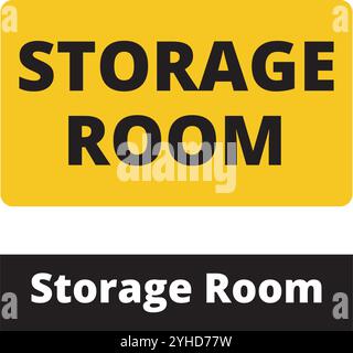 Yellow and black storage room signs on a white background Stock Vector
