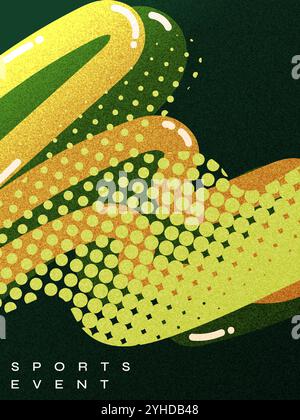 Abstract Sport Cover or Poster Design with Halftone and Wave Shapes in Green and Yellow Color Style Stock Vector