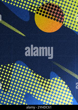 Abstract Sport Cover or Poster Design with Halftone and Wave Shapes in Green and Blue Stock Vector